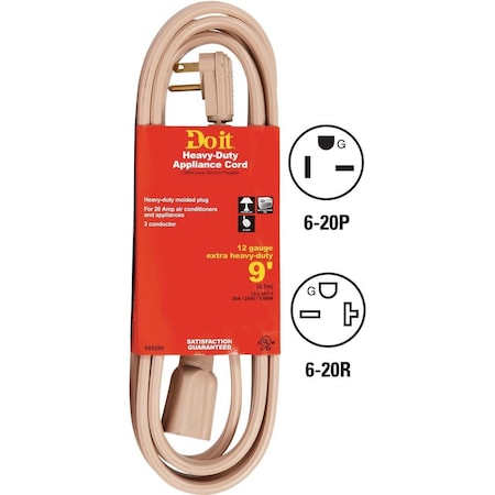 All-Source 9 Ft. 12/3 20A Appliance & Air Conditioner Cord 550568